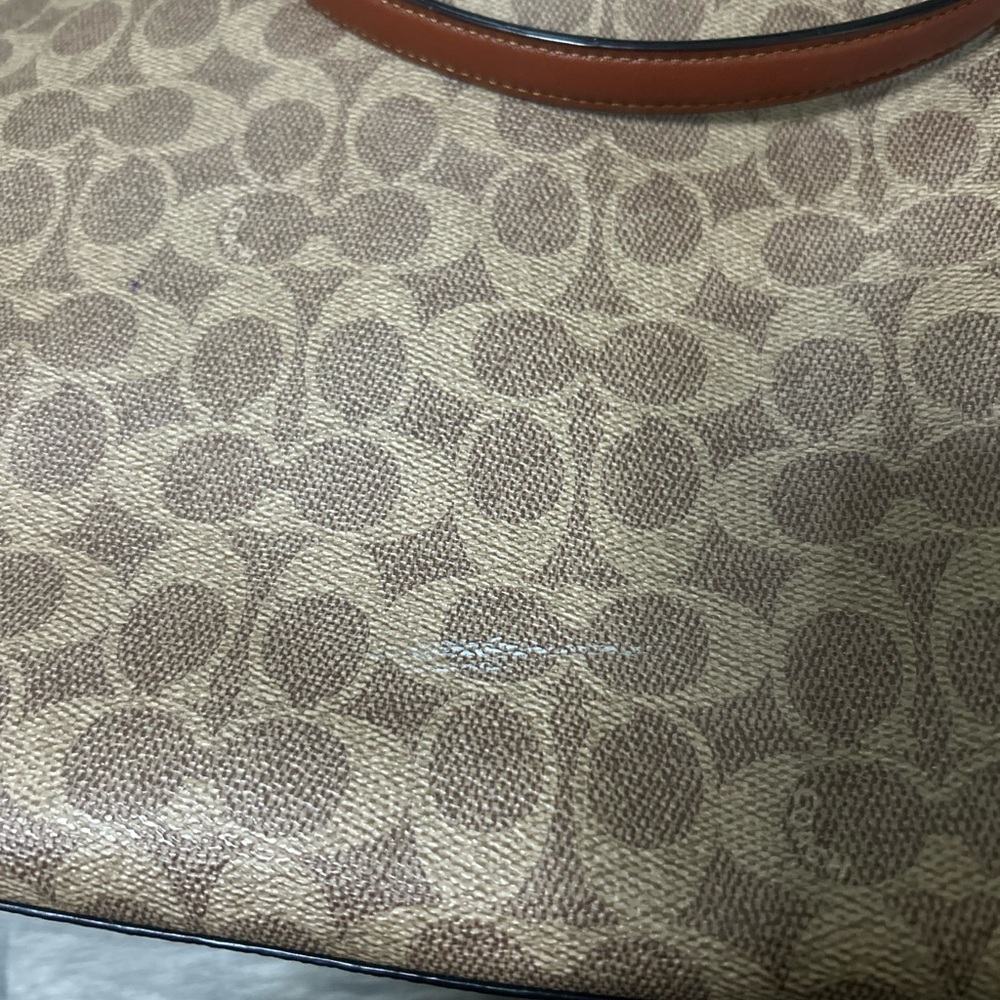 Coach Signature Canvas Tote with Brown Leather and Red Interior - Picture 6 of 6